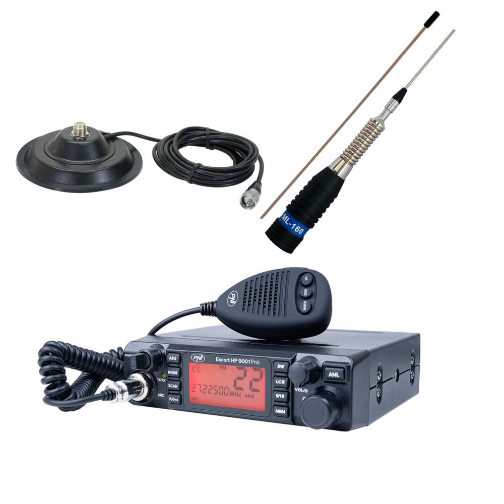 CB PNI ESCORT ESCORT HP 9001 PRO ASQ radio station kit CB PNI ML160  antenna with 145 PL magnet
